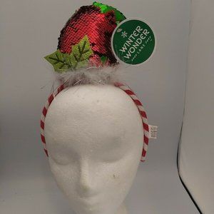 🌷‼️5/$20 Winter Wonder Lane Christmas Holiday Elf 4" Sequin Red Green Headband